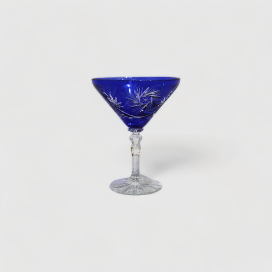 Vintage crystal martini glass - cobalt blue