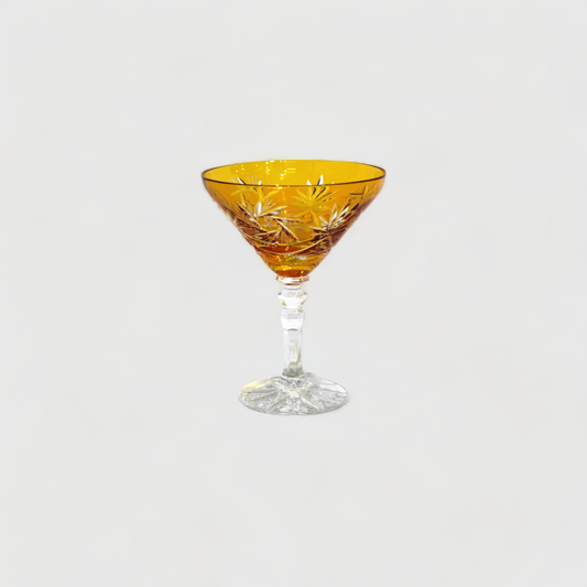 Vintage Crystal Martini Glass - Yellow