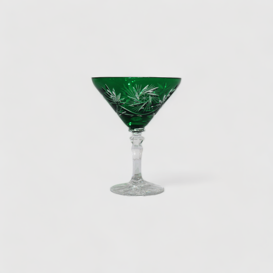 Vintage crystal martini glass - green