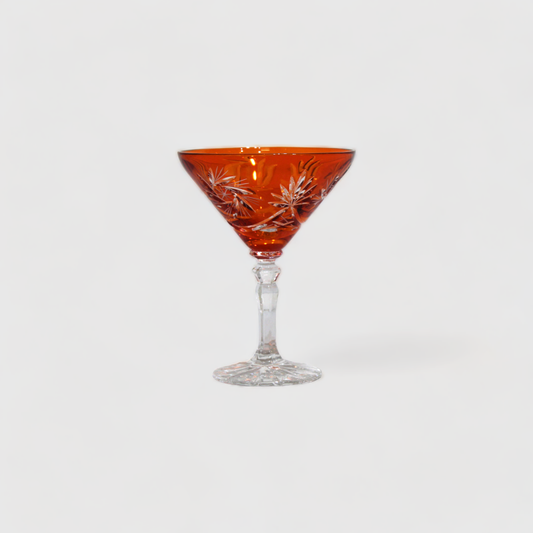 Vintage Crystal Martini Glass - Orange