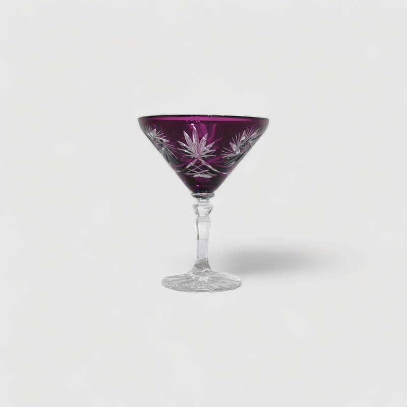 Vintage Crystal Martini Glass - Purple