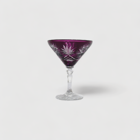 Vintage Crystal Martini Glass - Purple