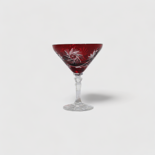 Vintage Crystal Martini Glass - Red