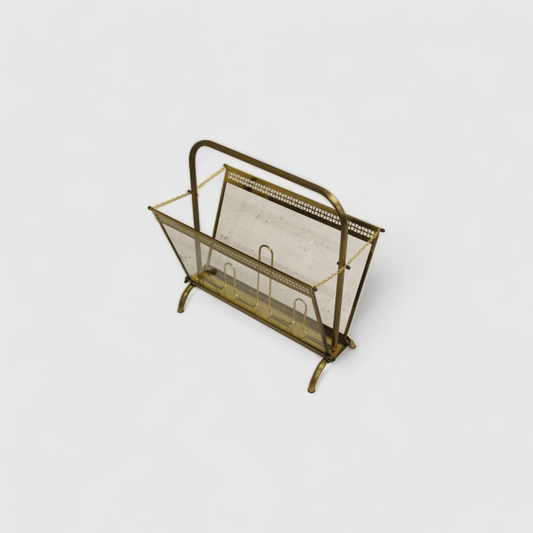 Vintage reading basket - brass, glass | 00809