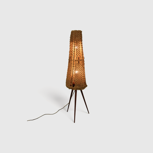 Vintage vloerlamp, macramé