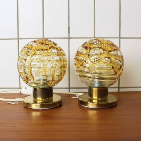 Vintage Doria Tischlampe - bernsteinfarben