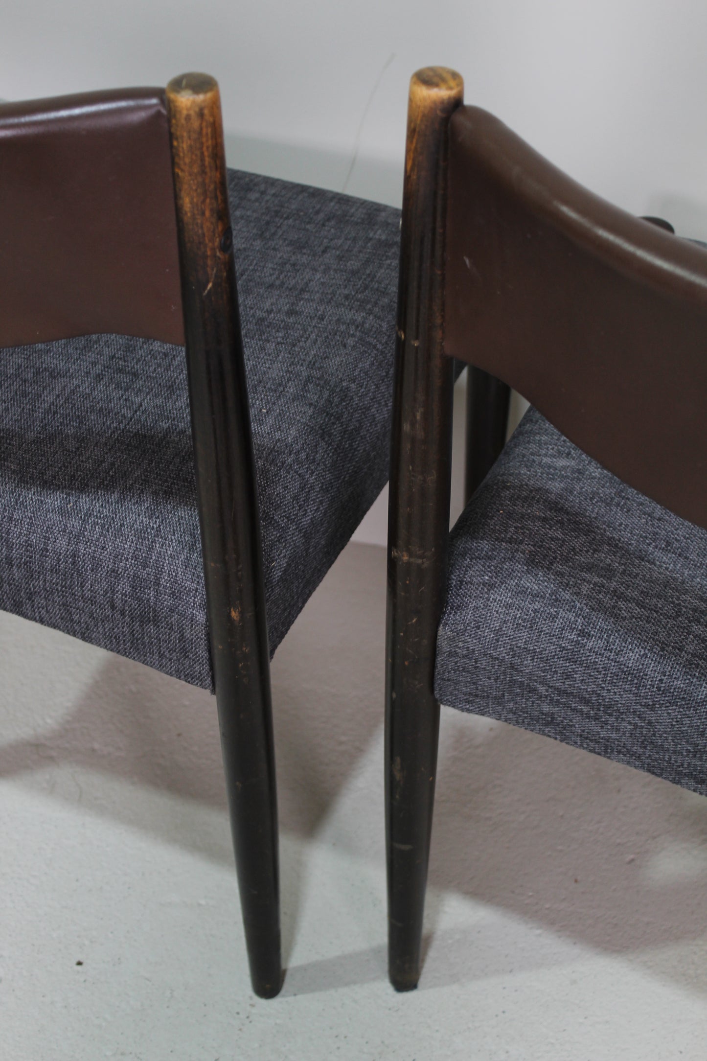 4x Vintage eetkamerstoelen - jaren '60, bruin, grijs
