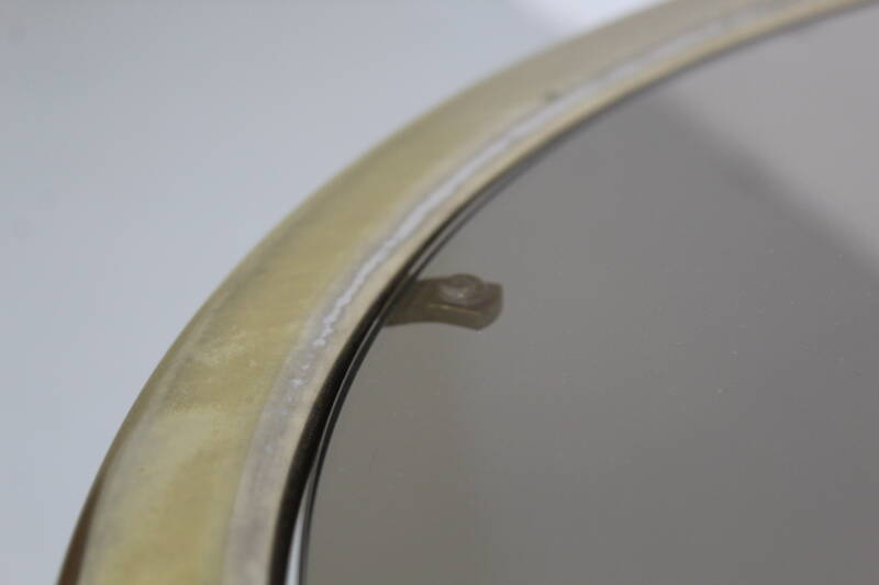 Runder Vintage Beistelltisch - Rauchglas, Messing 70er | 01156