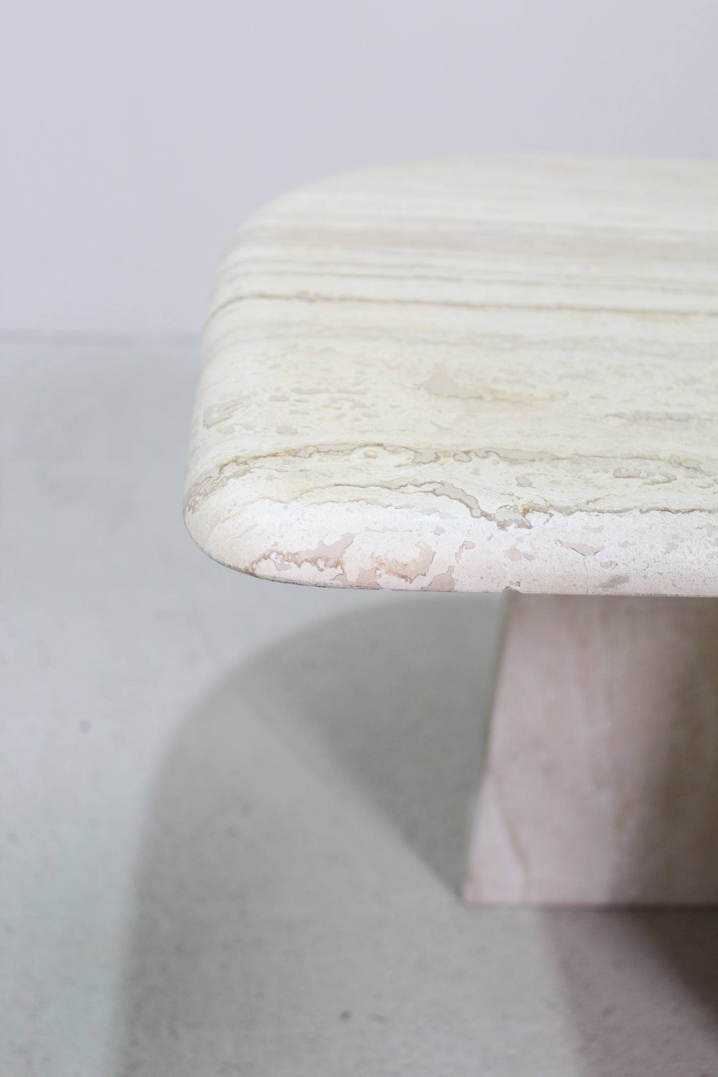 Vintage travertin salontafel, bijzettafel - natuursteen