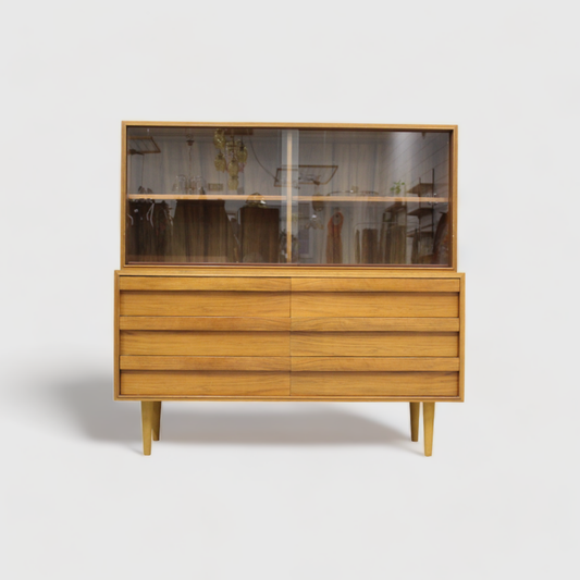 Vintage Musterring sideboard, display cabinet - walnut, 1960s | 00778