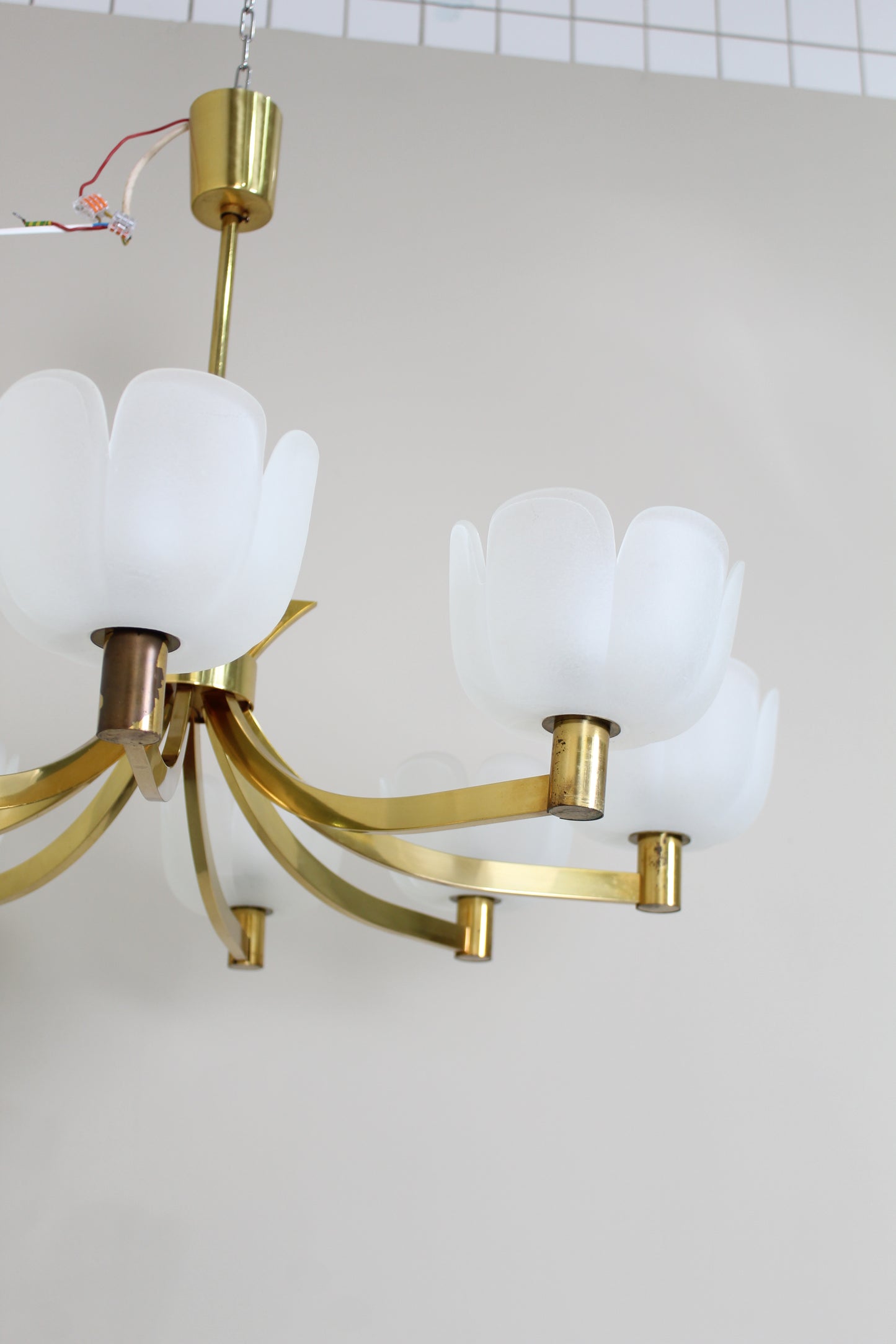 Vintage hanglamp, kroonluchter - messing jaren '70