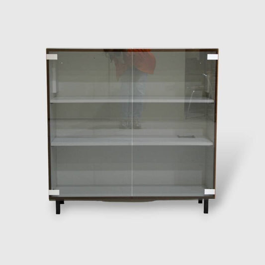 Vintage display cabinet - smoked glass, wood, 70s | 01248