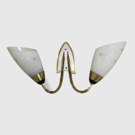 Vintage wall lamp - 1950s, brass, glass | 01340