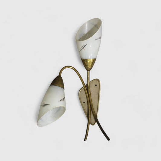 Vintage wall lamp - 1950s, brass, glass | 01342
