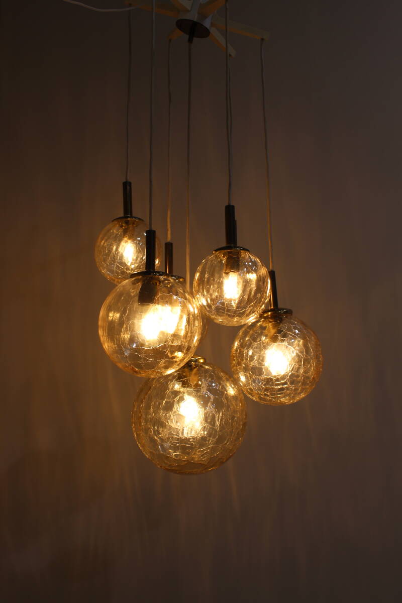 Vintage gouden cascadelamp, hanglamp met bollen - jaren '70 | 01367