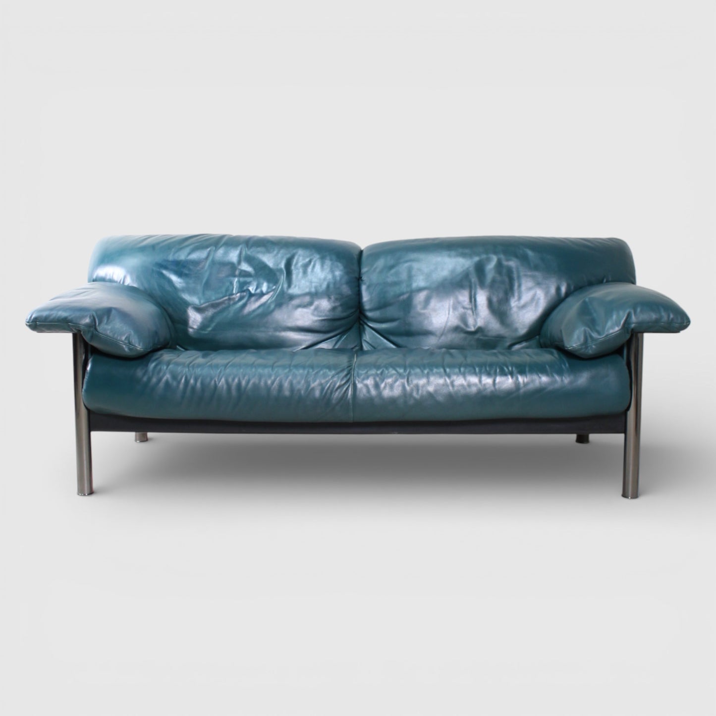 Vintage Italiaans design bank blauw leer