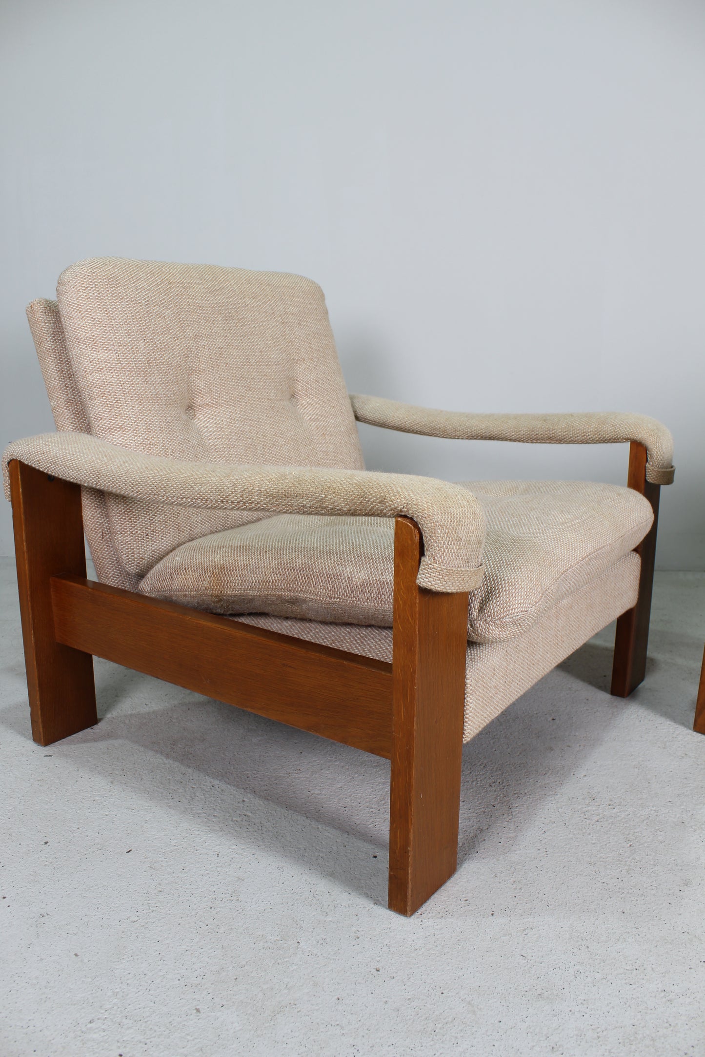Vintage armchair, lounge chair, beige 1970s