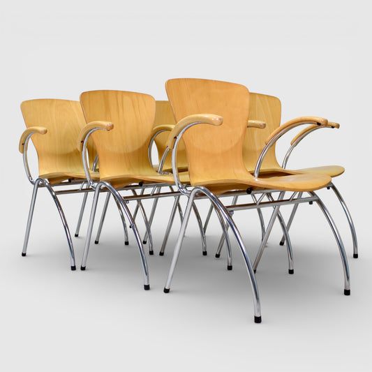 6x Vintage Kimball Bingo eetkamerstoelen