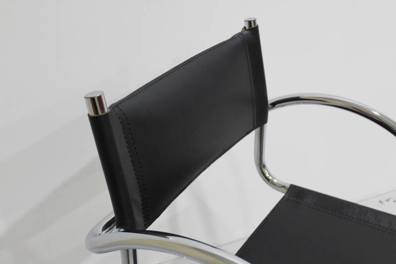 Vintage buisframe stoel - Italiaans, leer, zwart | 00937