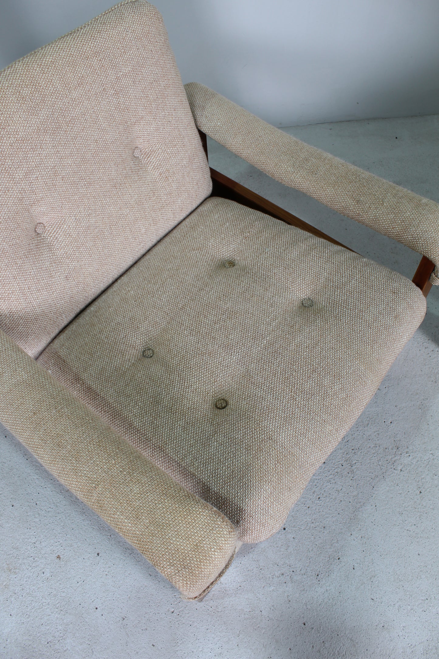 Vintage armchair, lounge chair, beige 1970s