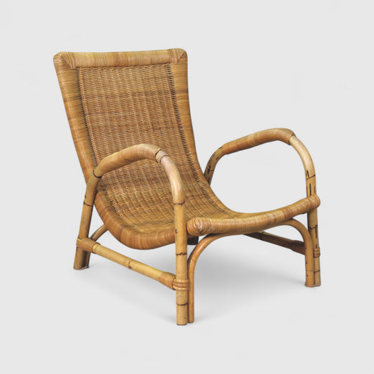 Vintage rieten fauteuil - Arco Schutzmarke